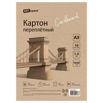 Картон переплетный А3, ArtSpace, 10л., толщина 1,5мм, в пакете Картон переплетный А3, ArtSpace, 10л., толщина 1,5мм, в пакете